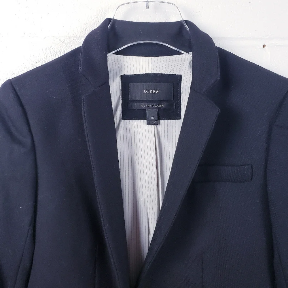 J.CREW Womens Regent Blazer Wool Black B0323‎ Size 00